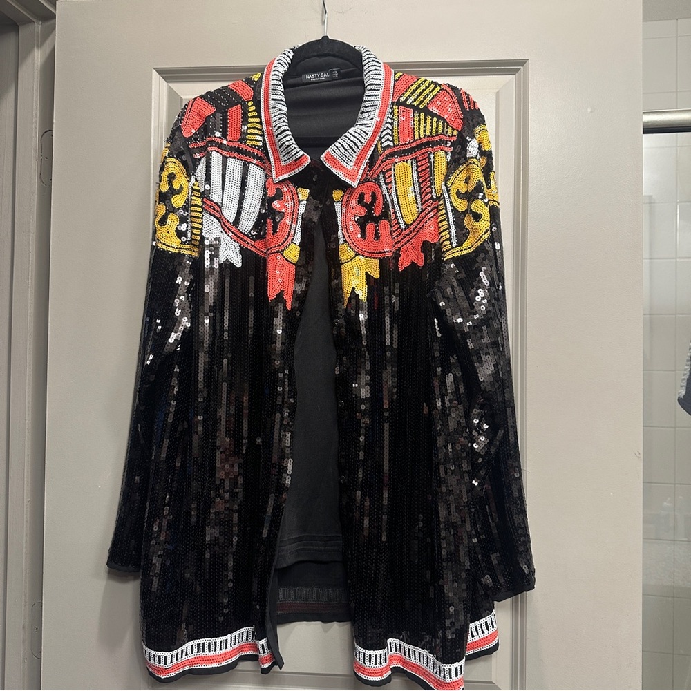 Nasty Gal western sequin button up